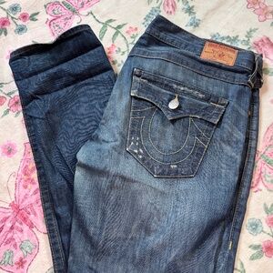 True Religion Medium Wash Straight Leg Denim Jeans